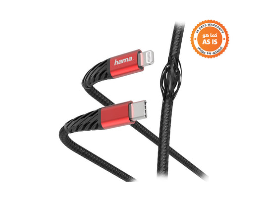 Hama Type-C To Lightning Fast Charging-Data Cable 1.5 m - Black/Red (AS-IS)