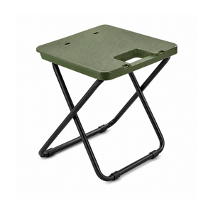 Portable Folding Stool with Durable Plastic Seat - Green