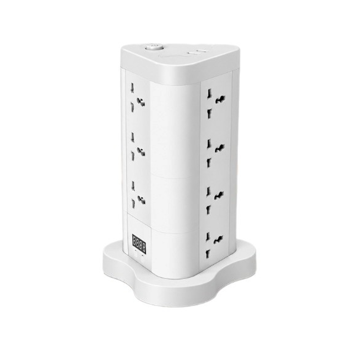 Heavy-Duty 12 Universal Socket Vertical Power Tower & Multi-Device Charging Station – 2500W - White