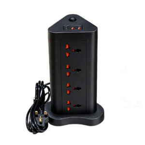 Heavy-Duty 12 Universal Socket Vertical Power Tower & Multi-Device Charging Station – 2500W - Black