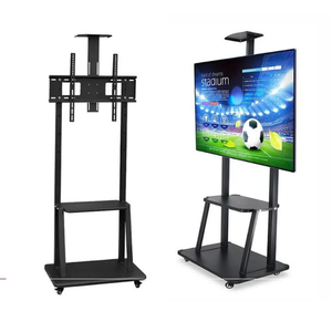 Heavy Duty Mobile Adjustable TV Stand with Wheels Rotatable for 30 to 75 Inch TVs with Media Shelf and AV Rack Universal Floor Mount Display Stand