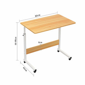 Height Adjustable Bed Study Table with Wheels - Portable Multipurpose Laptop Desk for Home, Office and Outdoor Use-Light Brown