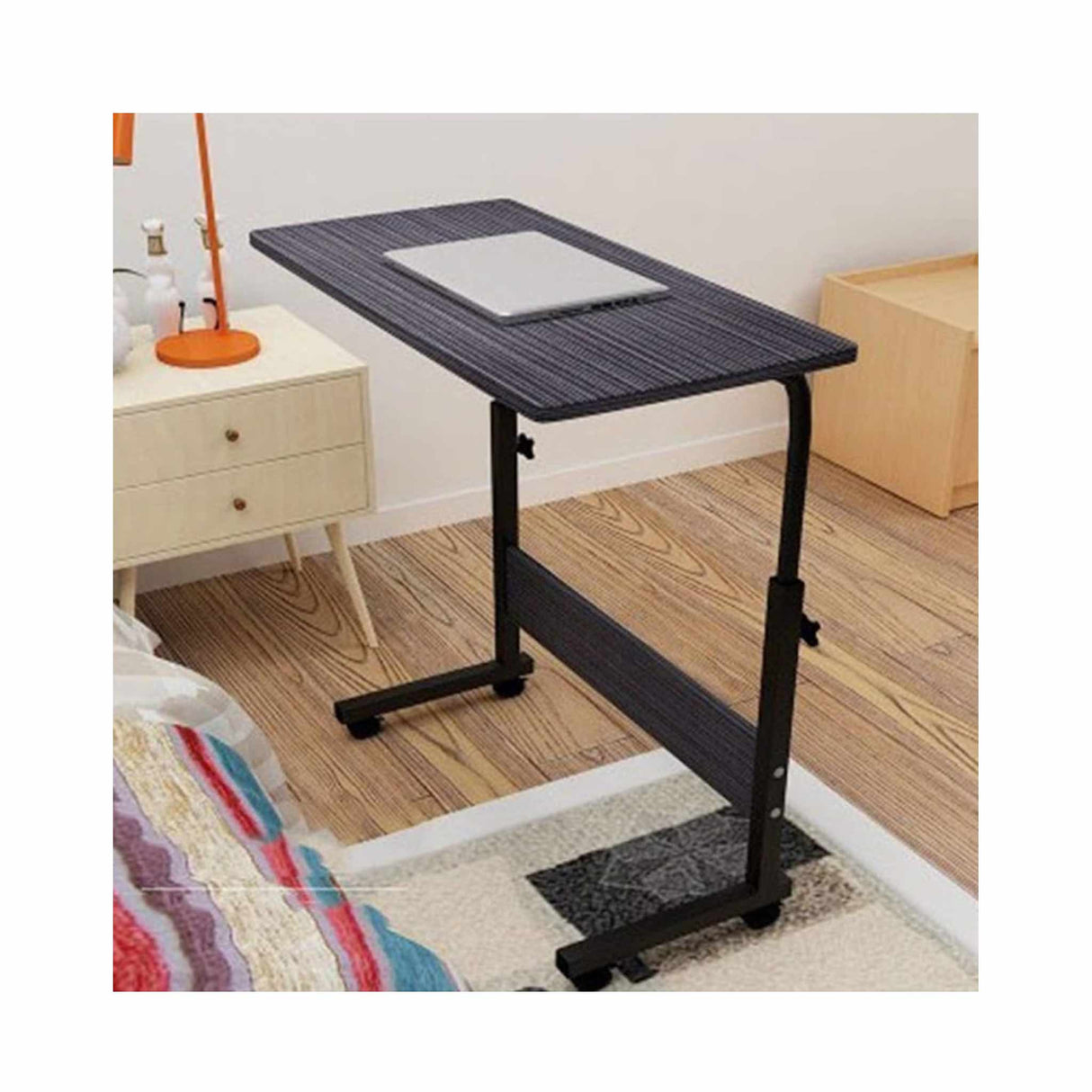 Height Adjustable Bed Study Table with Wheels - Portable Multipurpose Laptop Desk for Home, Office and Outdoor Use-Black
