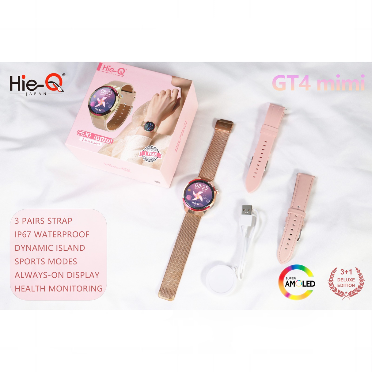 هاي-كيو سوار داينامك آيلاند مقاوم للماء، مزود بوضعيات رياضية وشاشة تعمل دائمًا