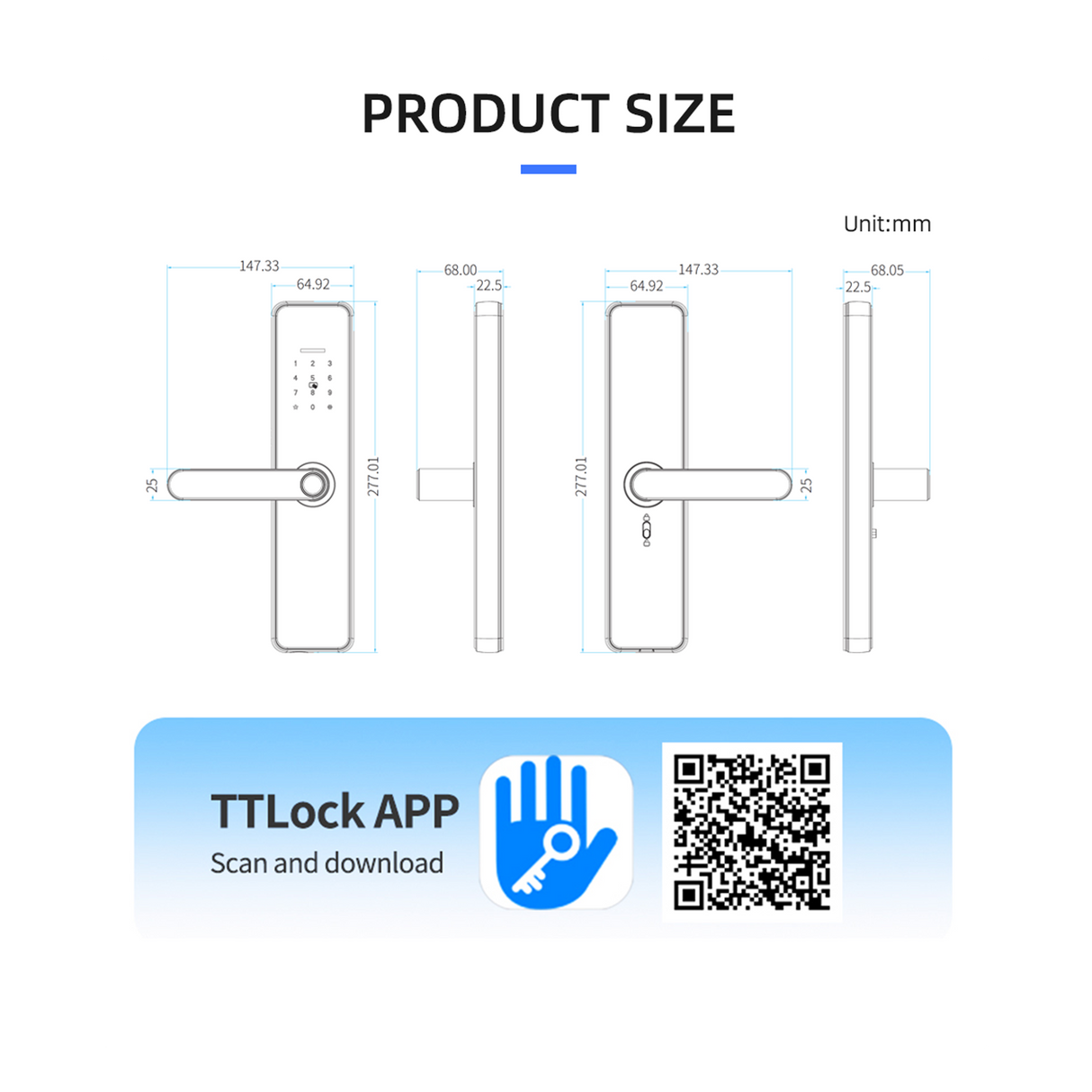 High-Quality Smart TTlock for the Wooden Doors C91 Pro - Black Color
