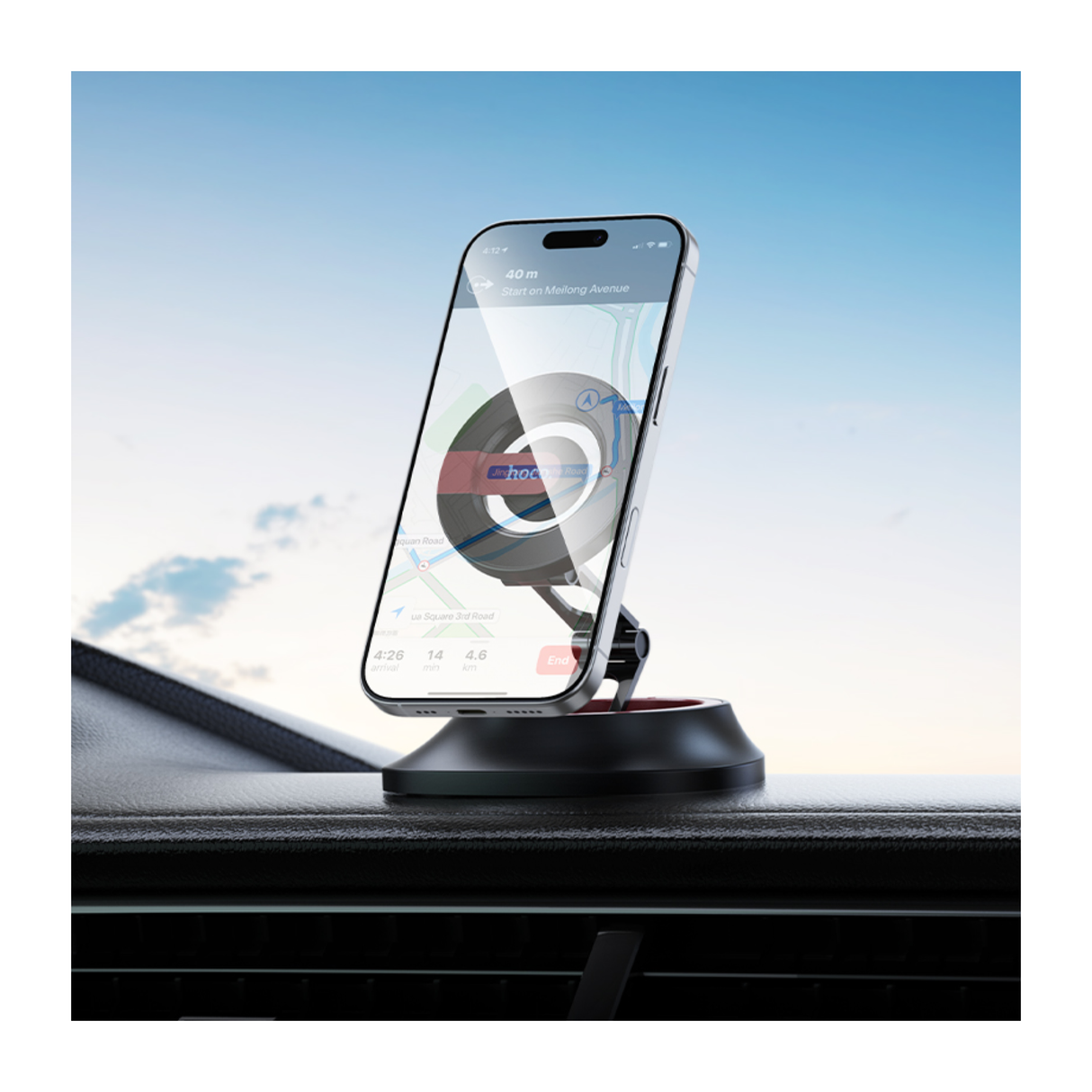 Hoco H90 Tower Folding Ring Magnetic Car Holder(Dashboard)