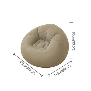 Inflatable Lounge Chair With Deep Cushioned Seat and Supportive Backrest Design 110 x 110 x 85 cm - Grey