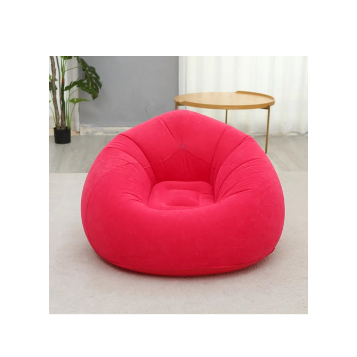 Inflatable Lounge Chair With Deep Cushioned Seat and Supportive Backrest Design 110 x 110 x 85 cm - Pink