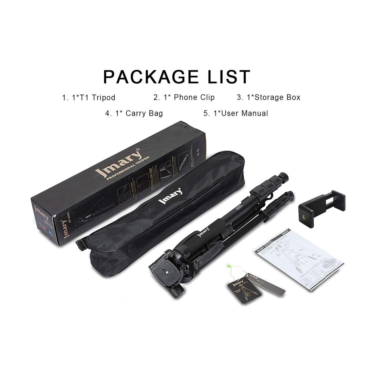 Jmary KP-2264 Professional Aluminium Tripod Monopod for All DSLR Cameras - Black - ASIS