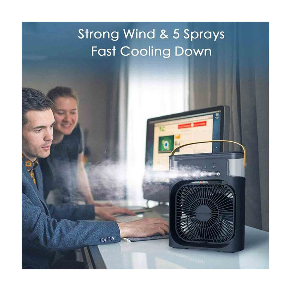 Mini USB Cooling Fan With 7 Colors LED - Black - Zayoom