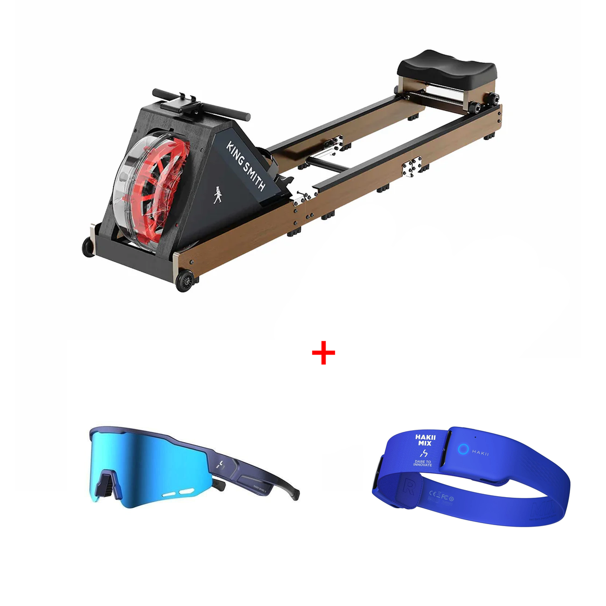 Kingsmith Water Rowing Machine WR20,  With Tri-Fold Patent, Water Resistance - Walnut Color