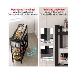 منظم رف للمطبخ مزوّد بعجلات و مقاوم للماء والصدأ