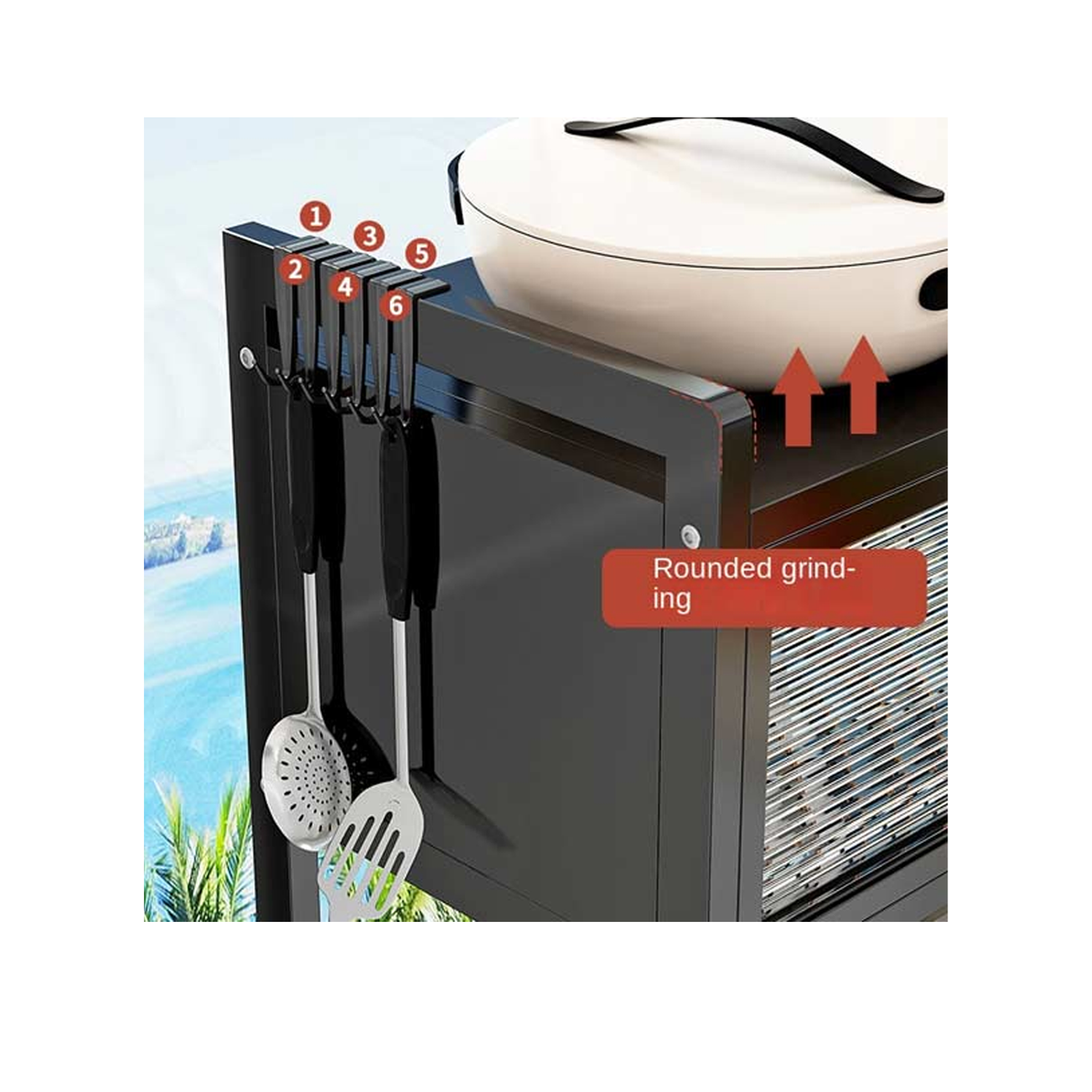 رف حوض المطبخ قابل للتعديل مع خزانة