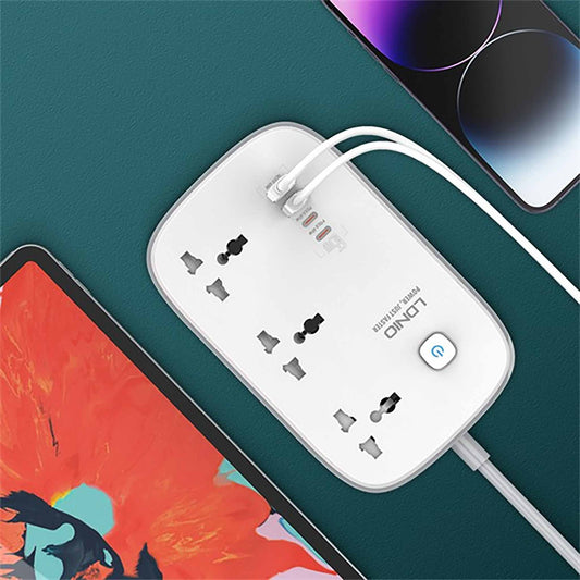 LDNIO 3 AC Outlets - 4 USB Power Strip SC3416