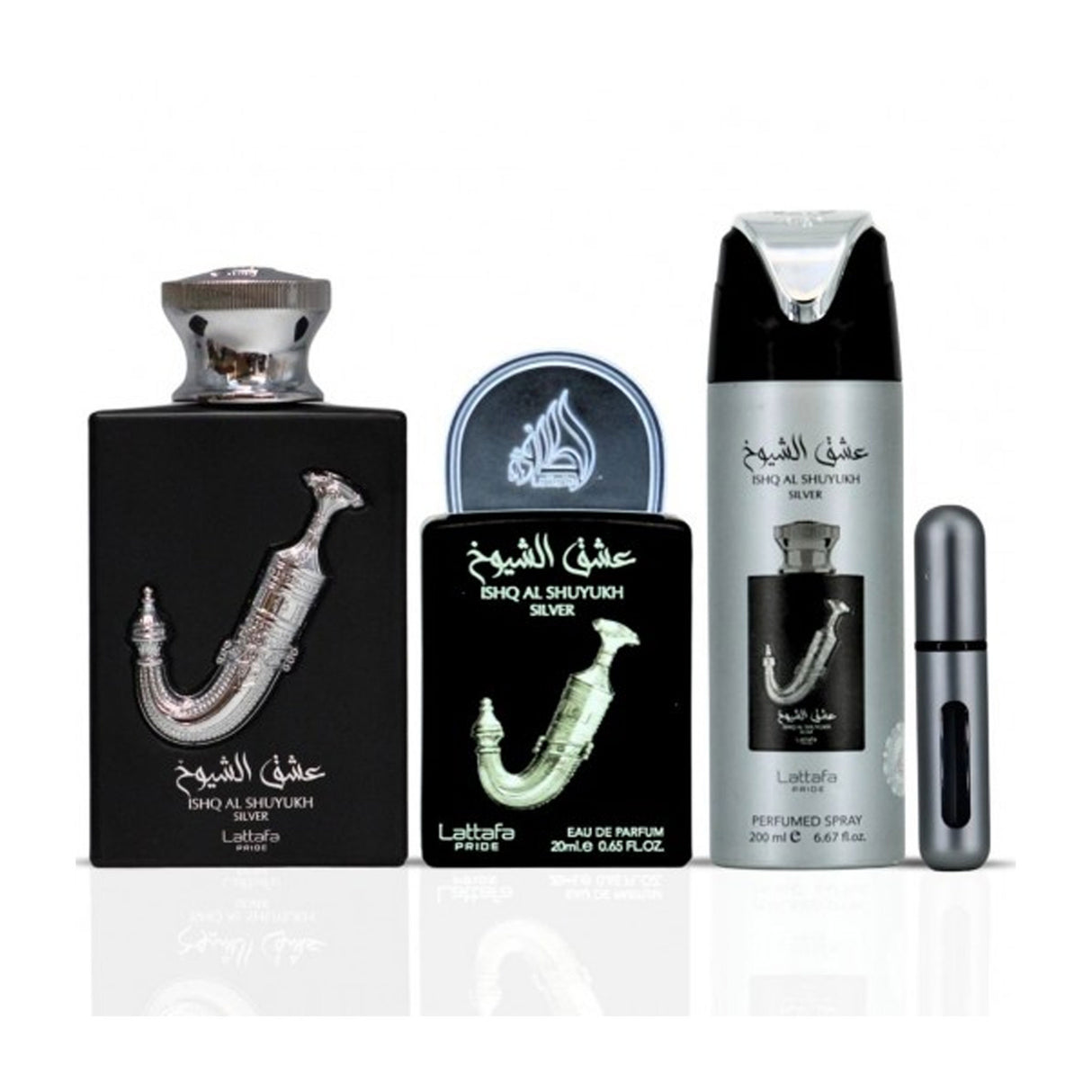 Lattafa 3Pcs Gift Set Pride Ishq Al Shuyukh EDP for Unisex 100Ml + 20Ml + Deo 200Ml