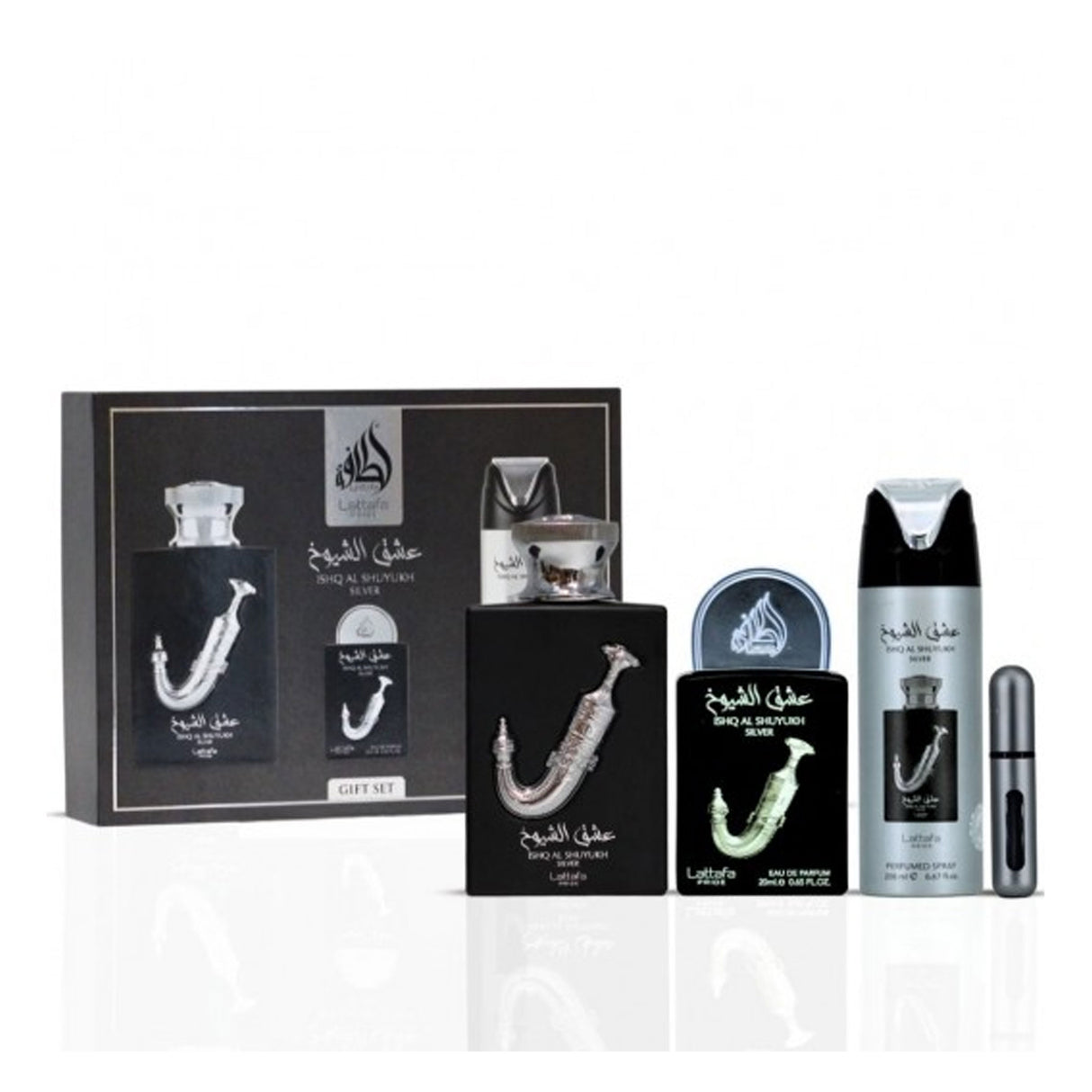 Lattafa 3Pcs Gift Set Pride Ishq Al Shuyukh EDP for Unisex 100Ml + 20Ml + Deo 200Ml