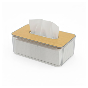 Vetra Acrylic Tissue Box Holder with Bamboo Lid - K2851