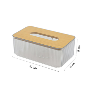 Vetra Acrylic Tissue Box Holder with Bamboo Lid - K2851