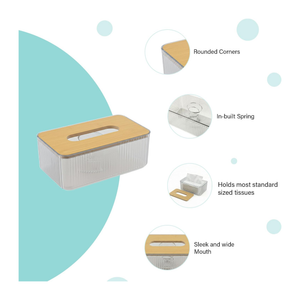 Vetra Acrylic Tissue Box Holder with Bamboo Lid - K2851