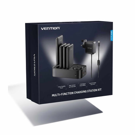 Vention 5 in 1 Charging Station Combo With 20W Power Banks - Wireless Output - Type-C Cable Output & Lightning Cable Output - Black