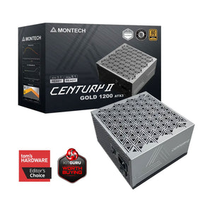 Montech Century II 1200W 80 Plus Gold PCIe 5.1 ATX 3.1 Fully Modular Gaming Power Supply - Silver