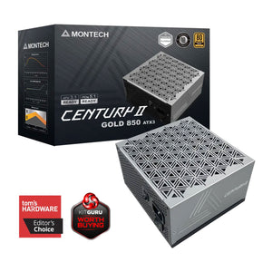 Montech Century II 850W 80 Plus Gold PCIe 5.1 ATX 3.1 Fully Modular Gaming Power Supply - Silver