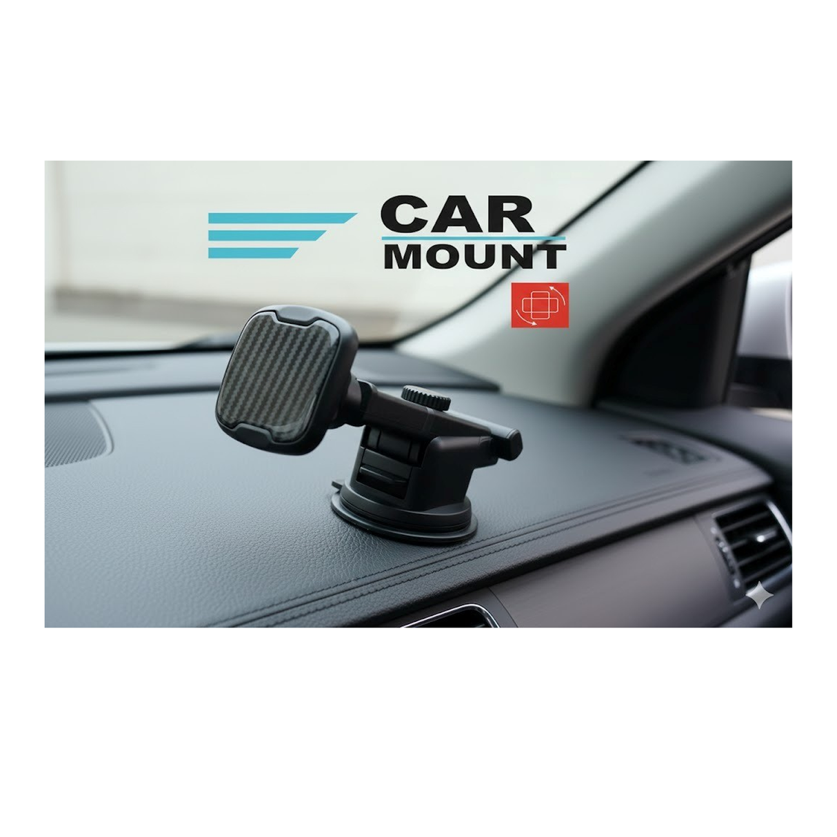 حامل هاتف مغناطيسي للسيارة مع قاعدة شفط – أسود