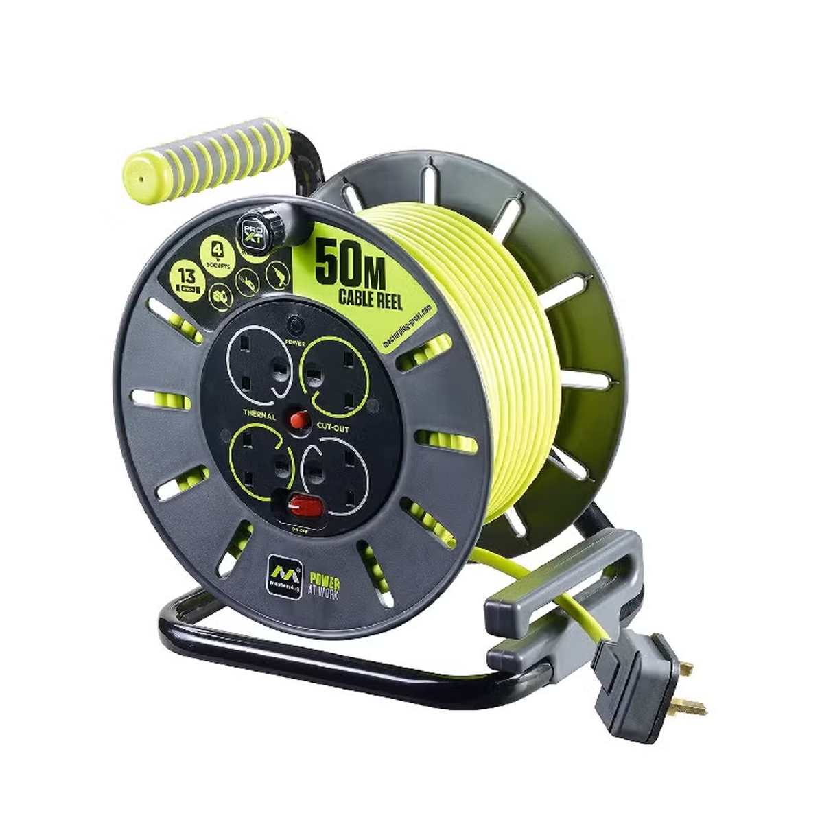 Masterplug 50m 4G Metal Cable Reel