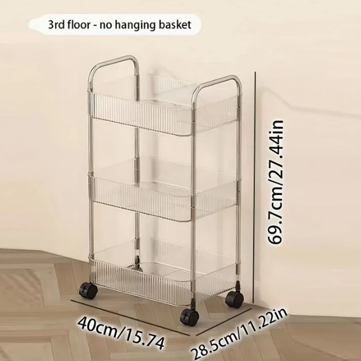 3 Tire Clear Acrylic Smart Trolley