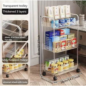 3 Tire Clear Acrylic Smart Trolley