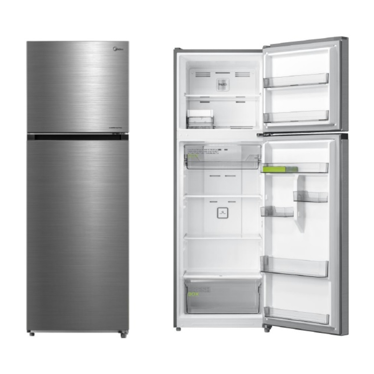 Midea Top Mount Freezer Refrigerator 338 Liters 12 CFT - Bru Steel