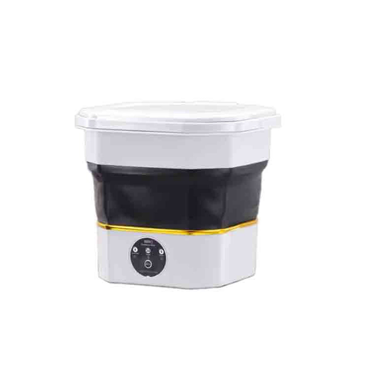 غسالة صغيرة قابلة للطي بتصميم مدمج للاستخدام المنزلي والخارجي - سعة 6.6 لتر - أسود