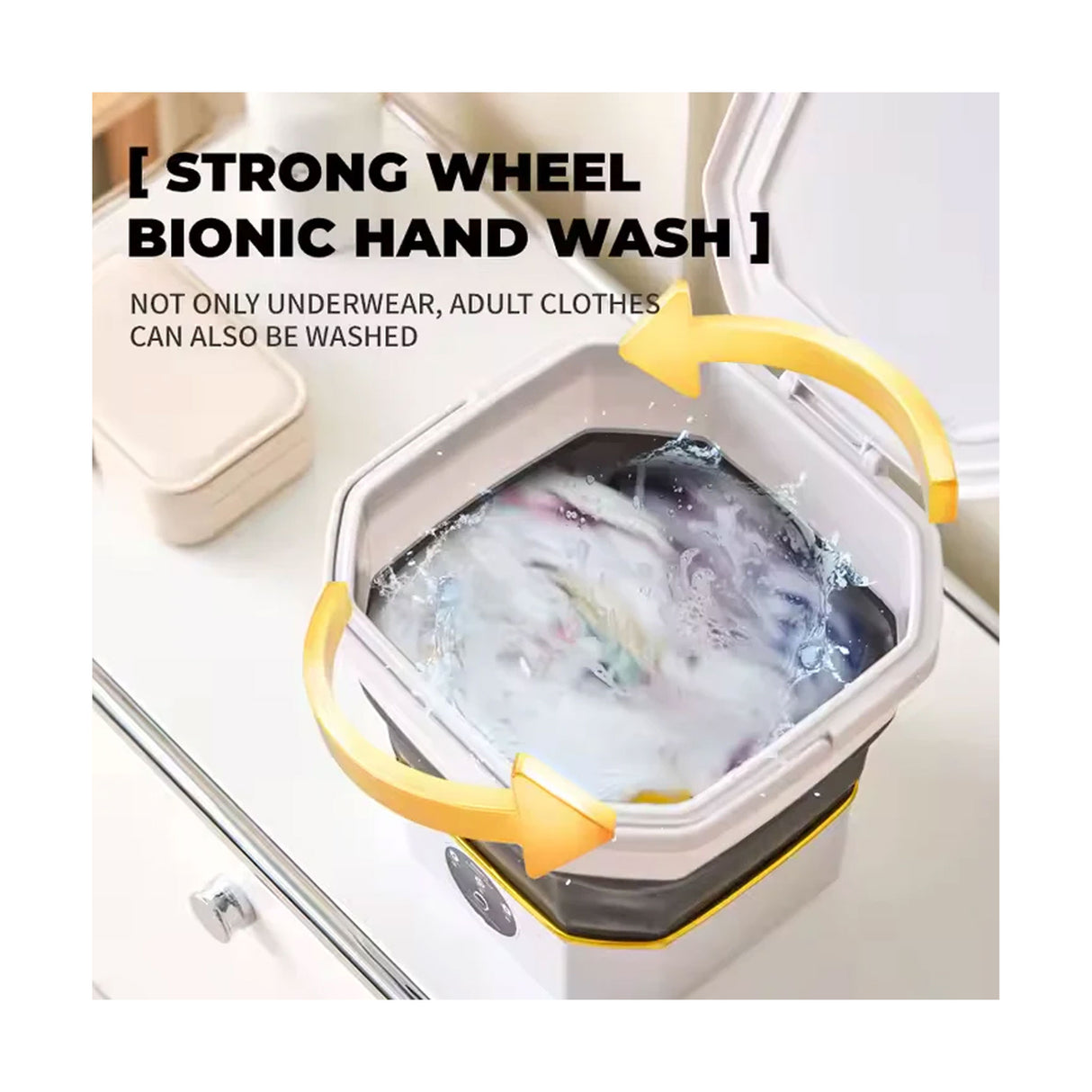 غسالة صغيرة قابلة للطي بتصميم مدمج للاستخدام المنزلي والخارجي - سعة 6.6 لتر - أسود