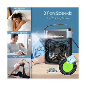 Mini USB Cooling Fan With 7 Colors LED - Black - Zayoom