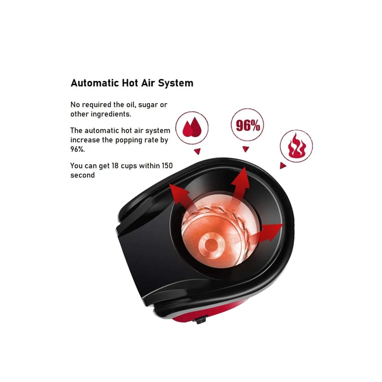 Mini Electric Popcorn Maker Machine Red/Black