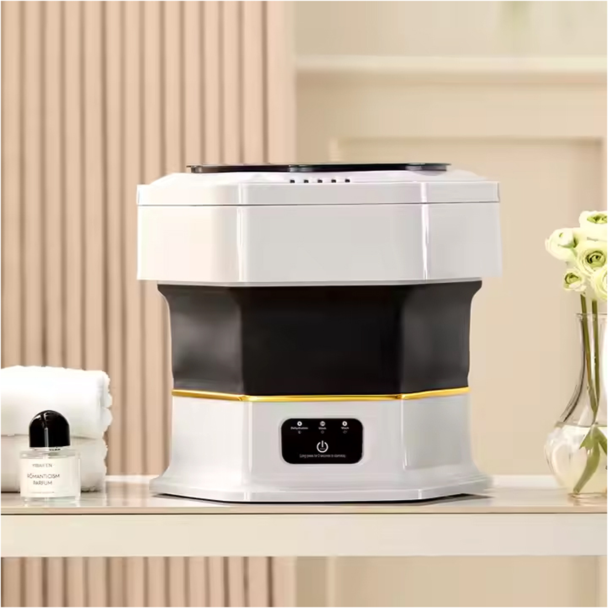 غسالة صغيرة قابلة للطي والحمل مع عصر للملابس للاستخدام المنزلي والسفر - سعة 10 لتر