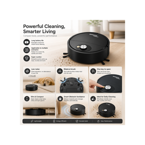 Mini Robotic Sweeping Cleaner – 3-in-1 Smart Cleaning Solution - White