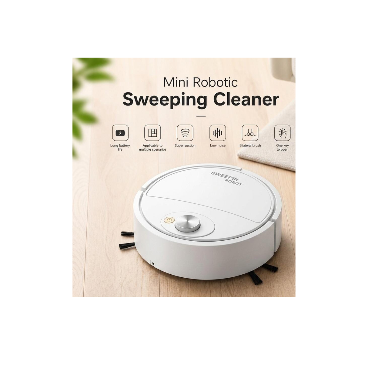 Mini Robotic Sweeping Cleaner – 3-in-1 Smart Cleaning Solution - White