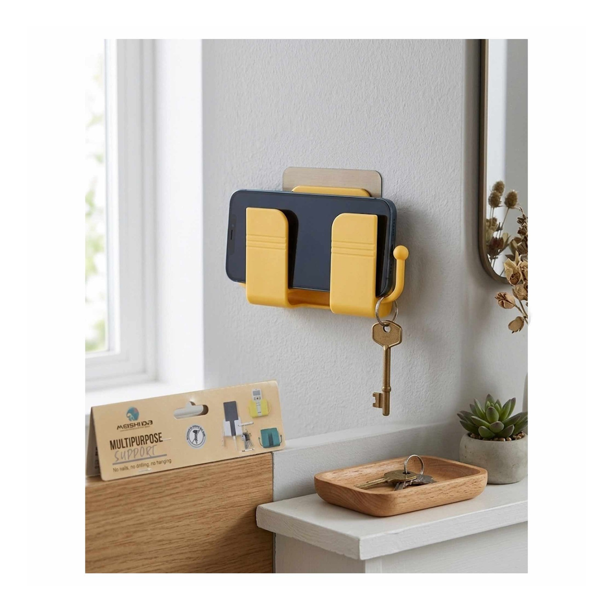 Mobile Phone Charging Stand With Dual Side Hooks - Multipurpose Organizer