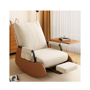 Modern Rocking Chair With Footstool - Glider Chair With Folding Foot Pad