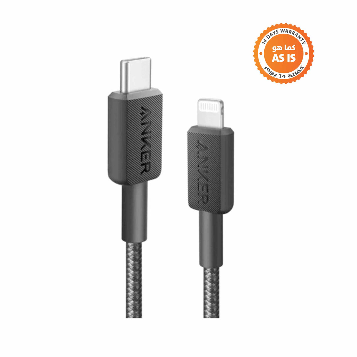 Anker 322 USB-C to Lightning Cable Braided (0.9m/3ft) -Black - ASIS