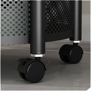 رف مطبخ معدني دائري متعدد الطبقات مع أرفف دوارة وعجلات - 5 طبقات