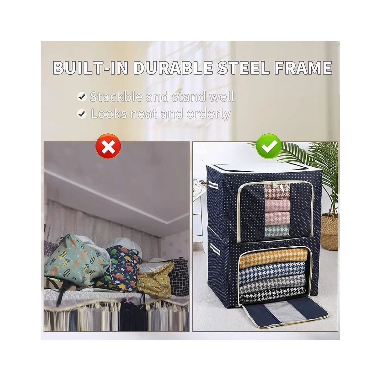 Multicolor Foldable Storage Box For Clothes 66L - Assorted Color