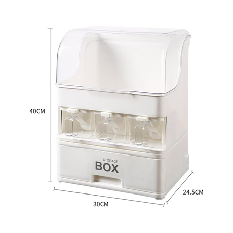 Multifunctional Kitchen Spice Organizer Rack Organizer with Dustproof Lid, Condiment Containers – 30 x 24.5 x 40 cm