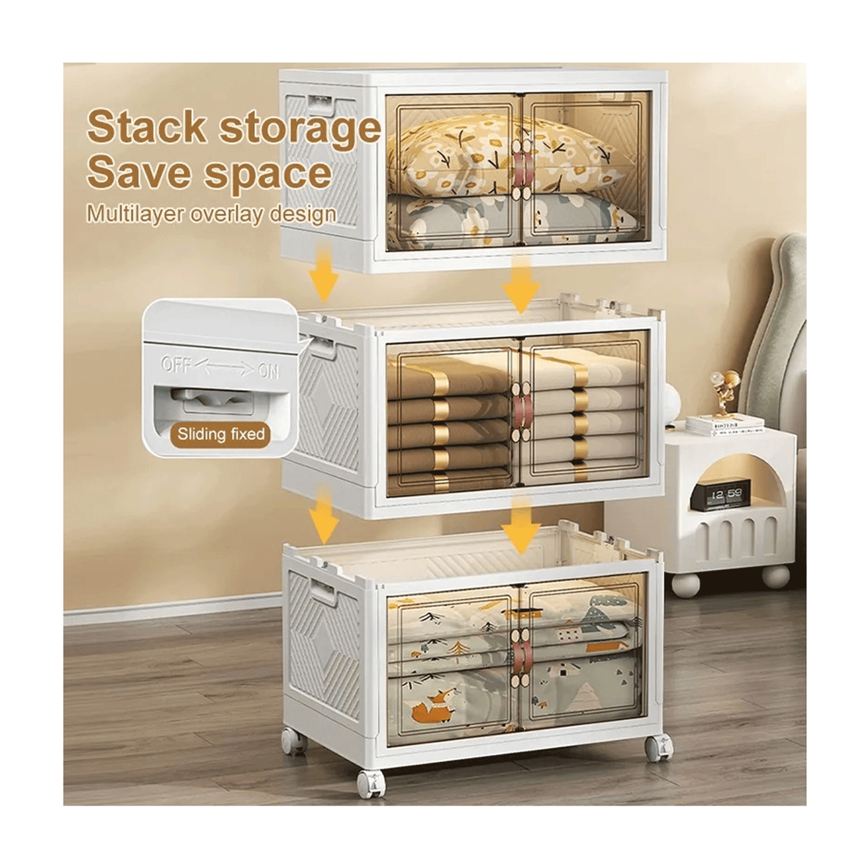 Multipurpose Multi Layer Foldable Stackable Storage Cabinet Box for Home, Bedroom, Kitchen, and Garage-4 Layer