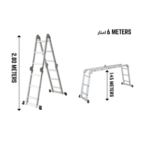 Multipurpose Foldable Aluminium Ladder for Home & Outdoor Use - 6m Height, 150 kg Capacity