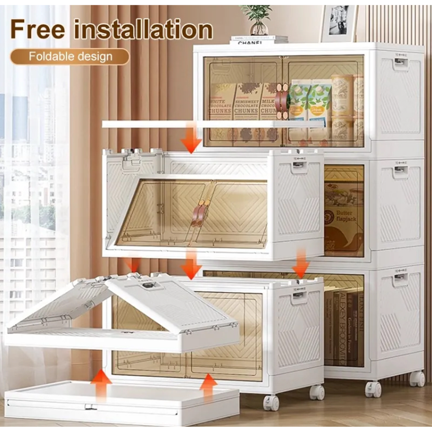 Multipurpose Multi Layer Foldable Stackable Storage Cabinet Box for Home, Bedroom, Kitchen, and Garage