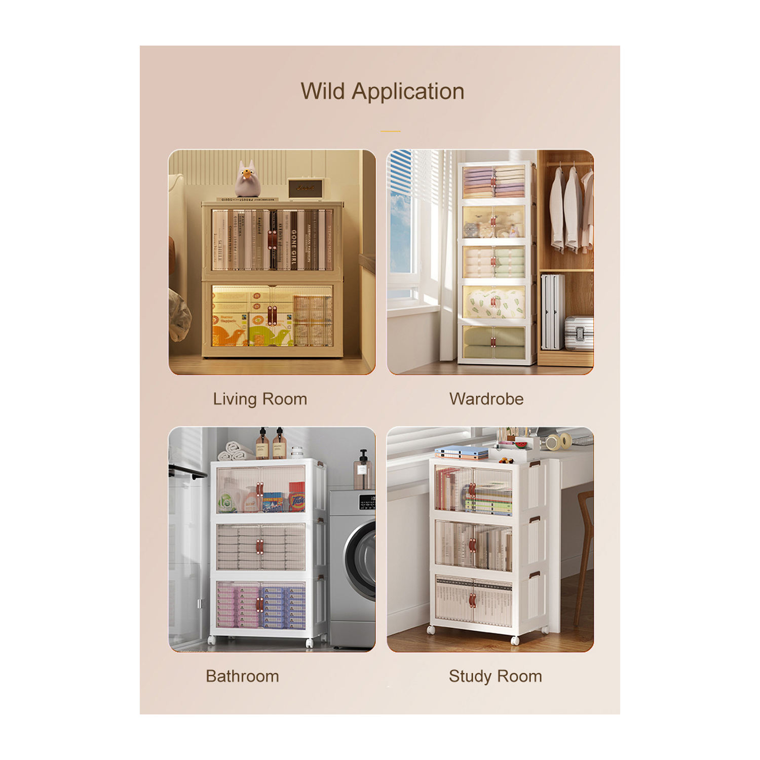 Multipurpose Multi Layer Foldable Stackable Storage Cabinet Box for Home, Bedroom, Kitchen, and Garage-4 Layer