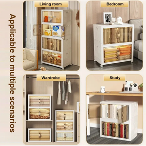 Multipurpose Multi Layer Foldable Stackable Storage Cabinet Box for Home, Bedroom, Kitchen, and Garage