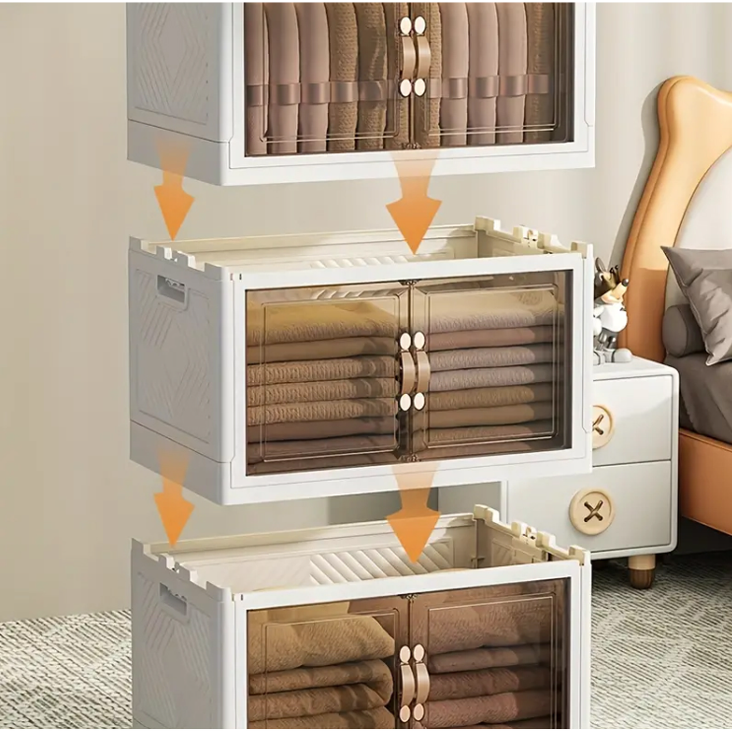 Multipurpose Multi Layer Foldable Stackable Storage Cabinet Box for Home, Bedroom, Kitchen, and Garage